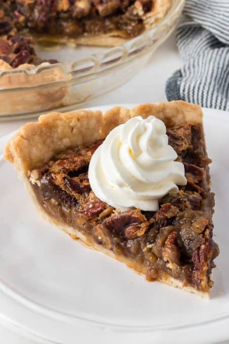 A crunchy and creamy pecan filling in a homemade pie crust.