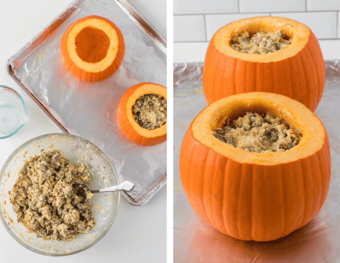 Second set of process photos for Stuffed Pumpkin Recipe.