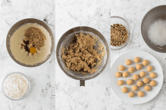 First set of process photos for Caramel Thumbprint Cookies.