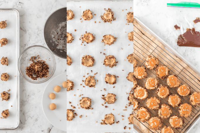 Second set of process photos for Caramel Thumbprint Cookies.