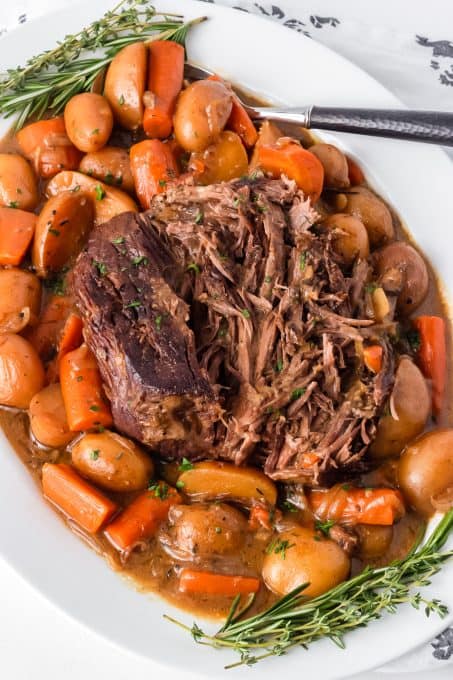 A pot roast made in the slow cooker.