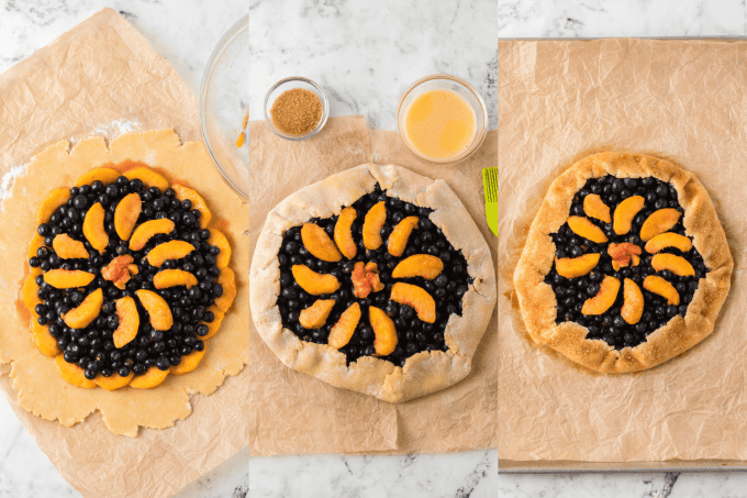 Second set of process photos for Peach Blueberry Galette.