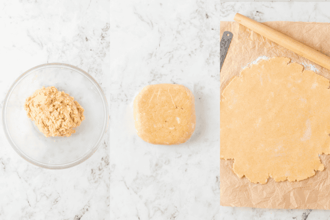 Set of process photos for making galette dough.