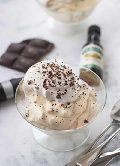 A dish full of mousse with Irish Cream.