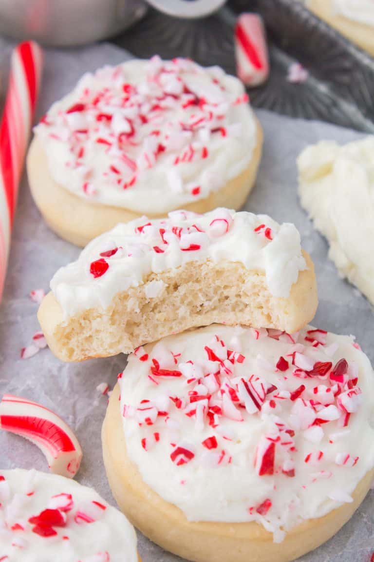 Soft Peppermint Frosted Sugar Cookies 