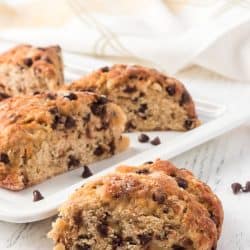 Scones with banana and chocolate chips.