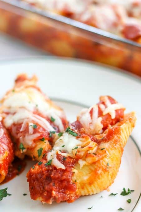 Pepperoni Pizza Stuffed Shells - It's pizza and pasta night combined!