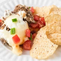 Tortilla chips for a taco seasoned appetizer dip.