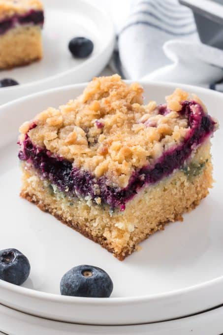 A tender cake with fresh blueberries.