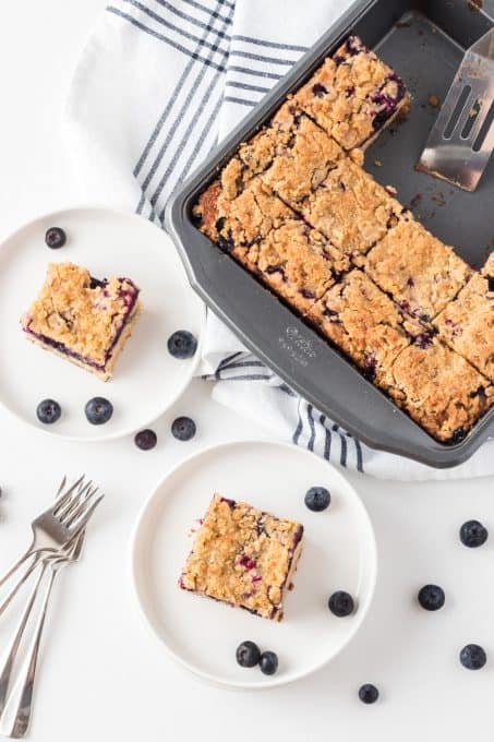 Slices of a blueberry cake.