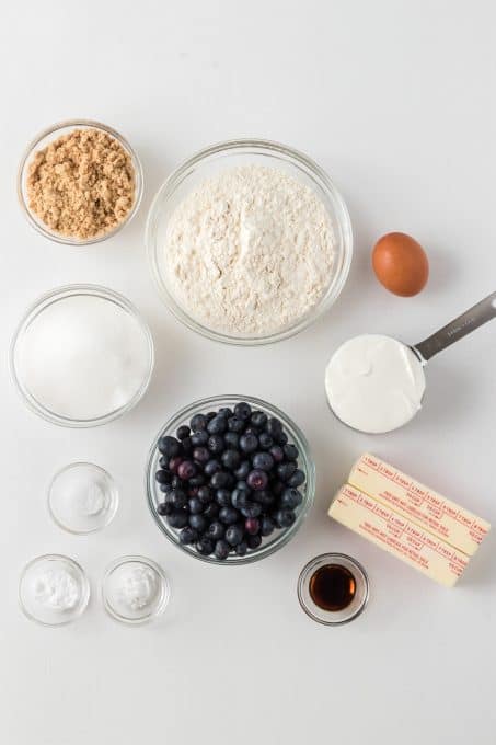 Blueberry Crumb Cake ingredients.