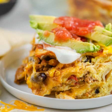 Make-Ahead Mexican Breakfast Casserole with Cheesy Eggs and Chorizo