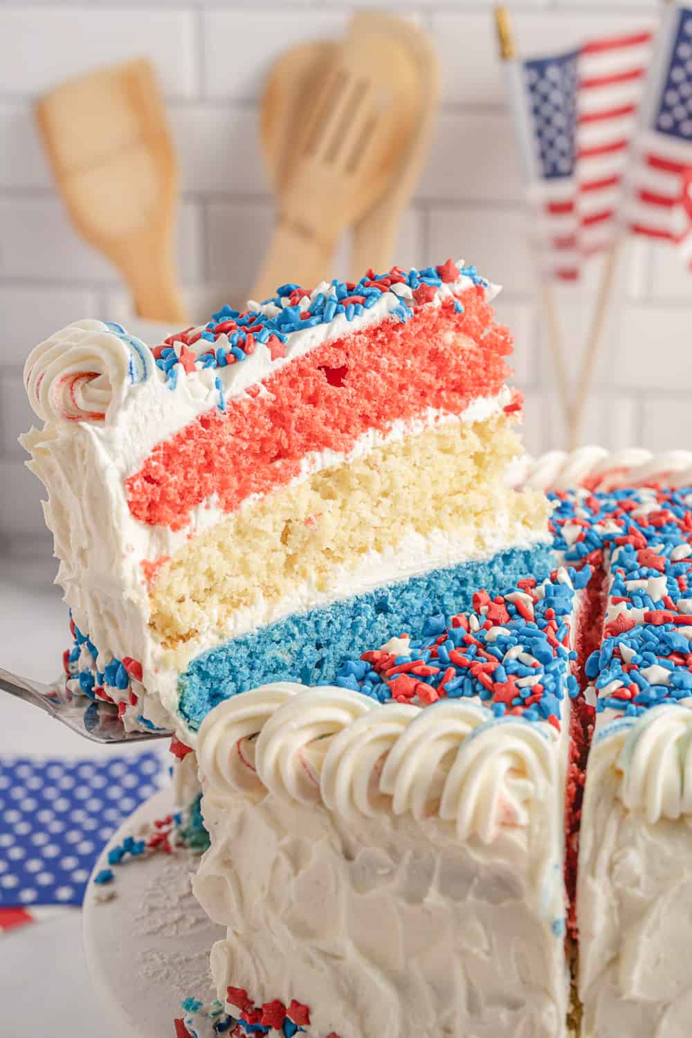 Patriotic Layer Cake: American Flag Cake | 365 Days of Baking and More