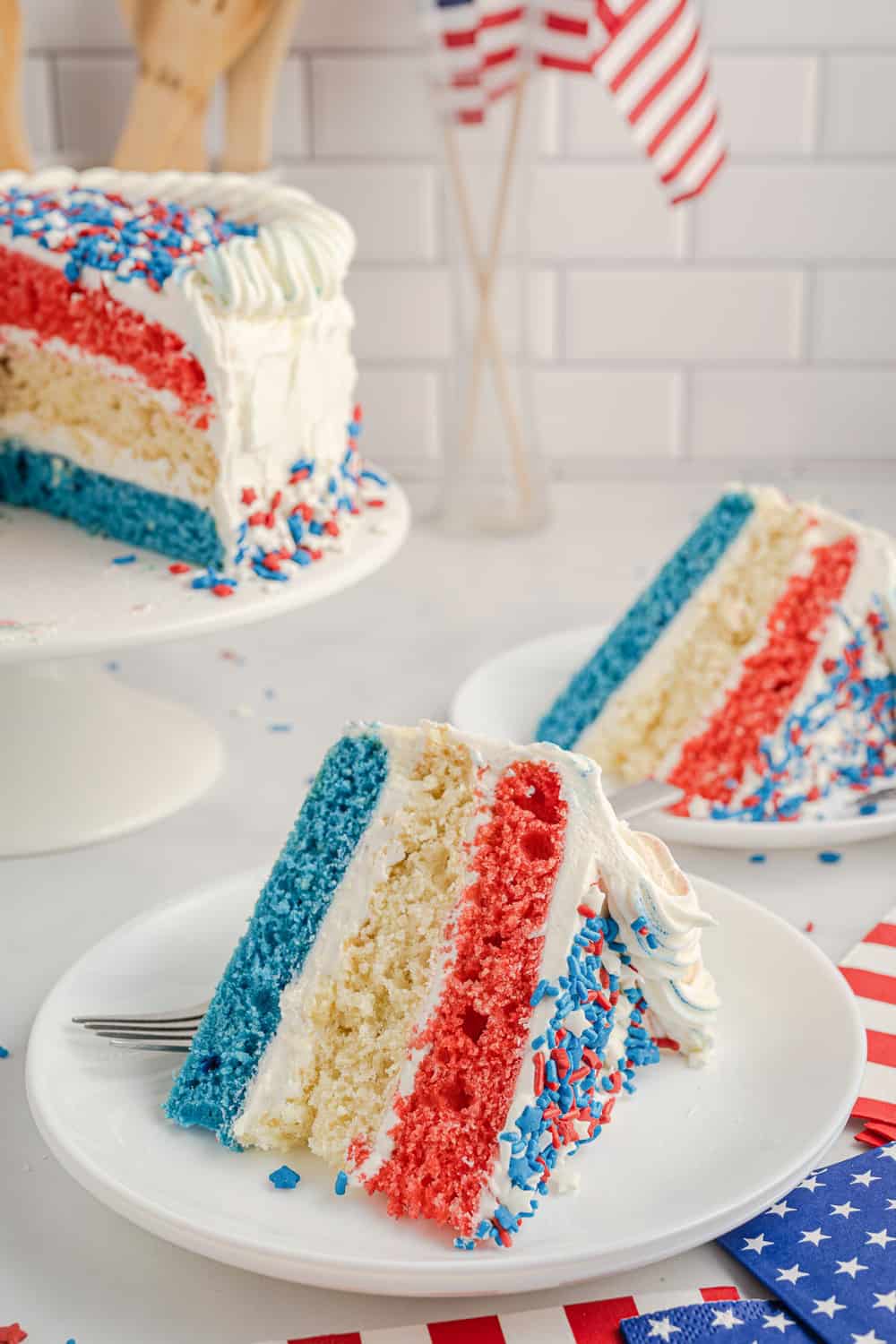 Patriotic Layer Cake: American Flag Cake | 365 Days of Baking and More