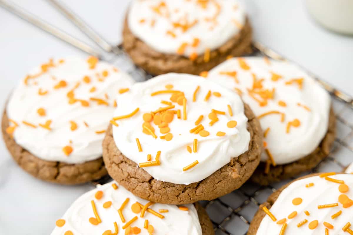 Carrot Cake Cookies with Cream Cheese Frosting (from Cake Mix!)