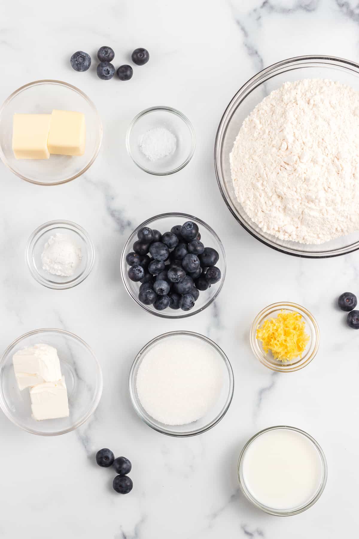 Ingredients for Blueberry Cream Cheese Scones