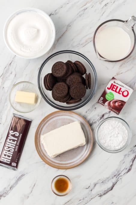 Ingredients for No bake Chocolate Dream Bars