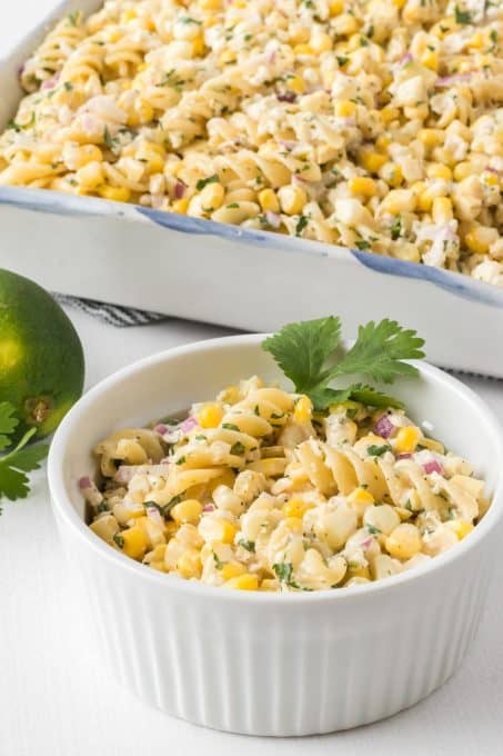 Mexican street corn in an easy pasta salad.