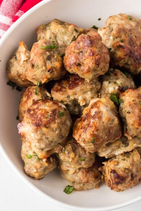 Meatballs made with a combination of ground pork, beef, and veal.