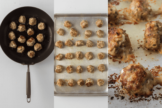 Second set of process photos for Homemade Meatballs.