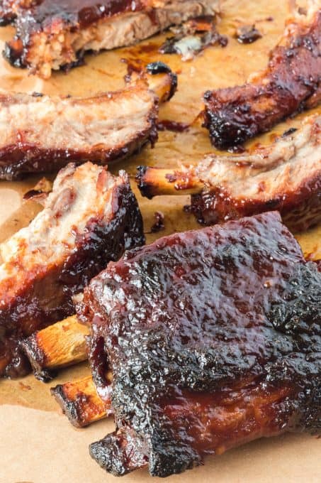 Oven baked barbecued ribs.