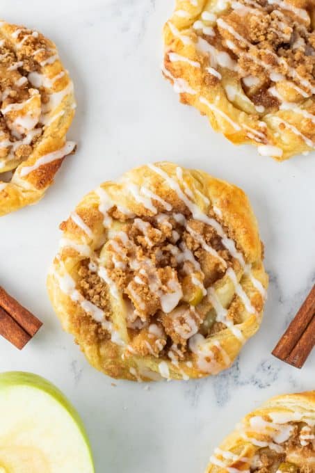 Apple Danish with a crumb topping.