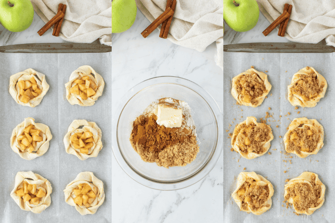 Second set of process photos for Apple Crumble Danish.