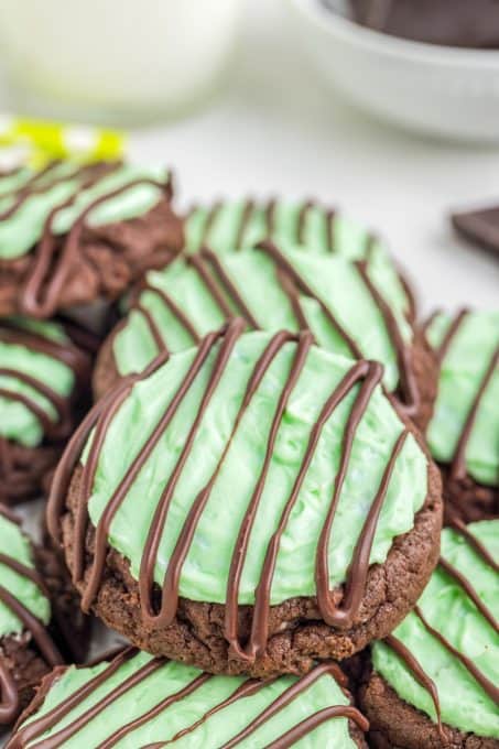 Mint chocolate cookies from a cake mix.