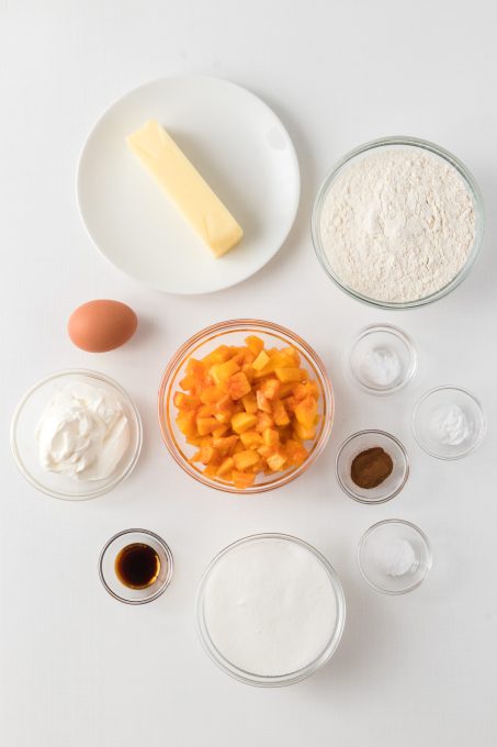 Ingredients for Peach Bread.