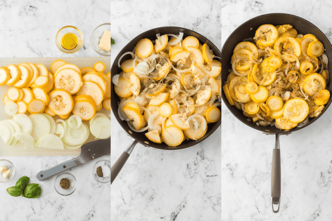 Process photos for Sauteed Squash.