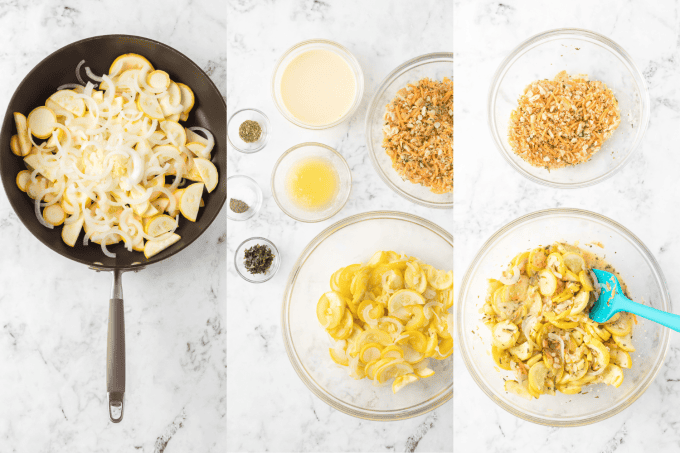 Process photos for Yellow Squash Casserole.