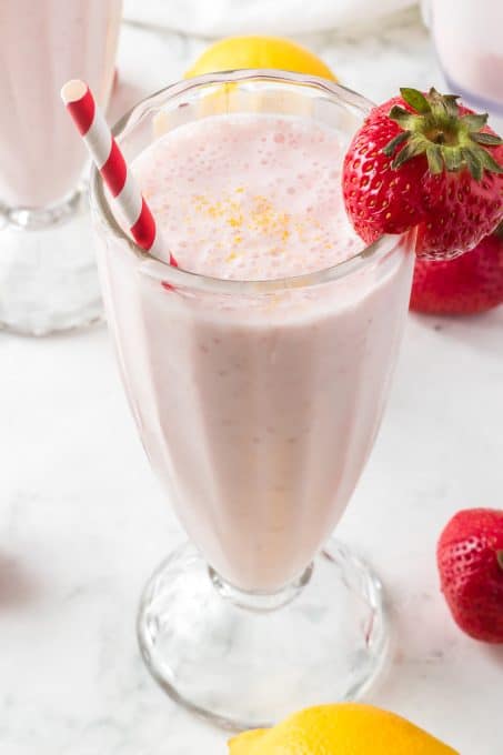 Frosted Lemonade with strawberries.