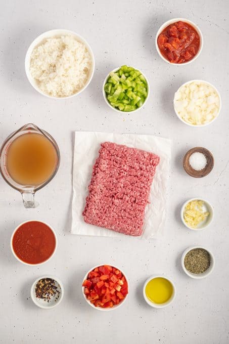 Ingredients for Stuffed Pepper Soup.