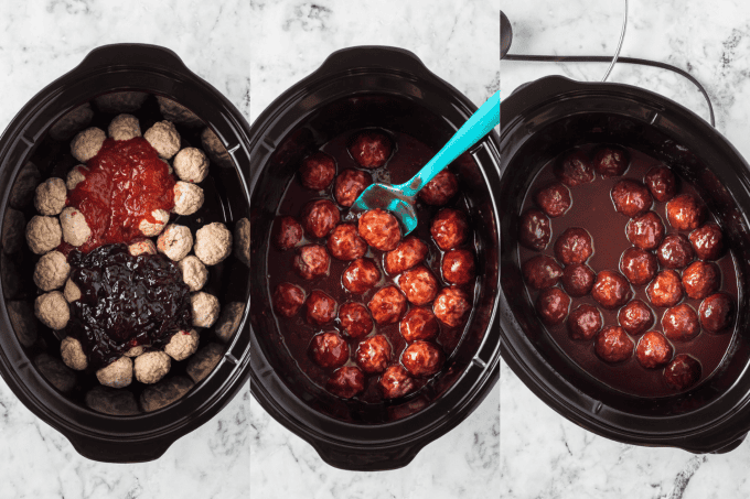 Grape Jelly Meatballs Process Photos.