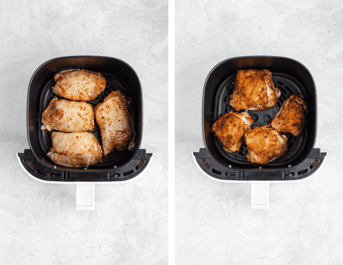 Second set of process photos for Air Fryer Chicken Thighs.