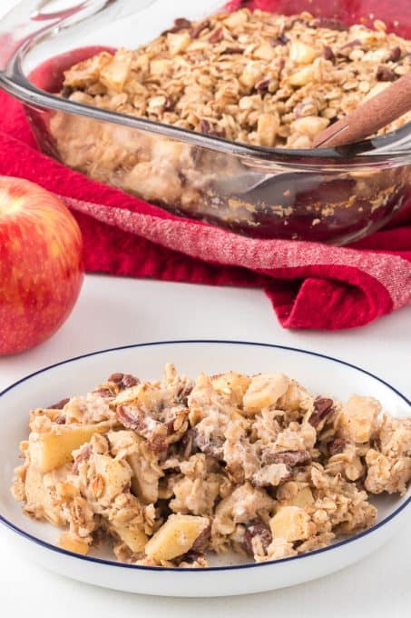 A Fall breakfast of baked oatmeal and apples.