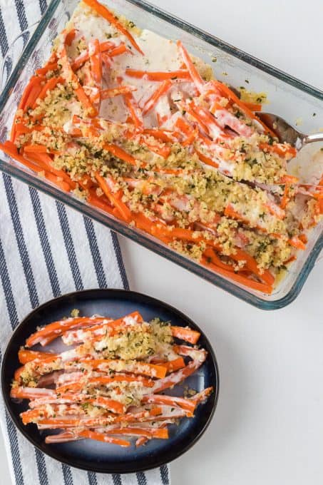 A serving of a flavorful carrot side dish.