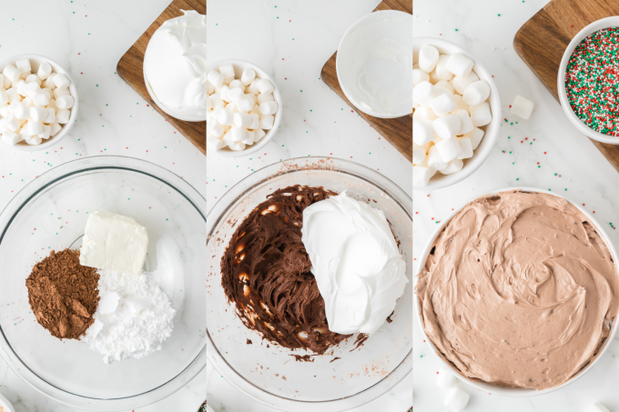 Process photos for making Hot Chocolate Dip.