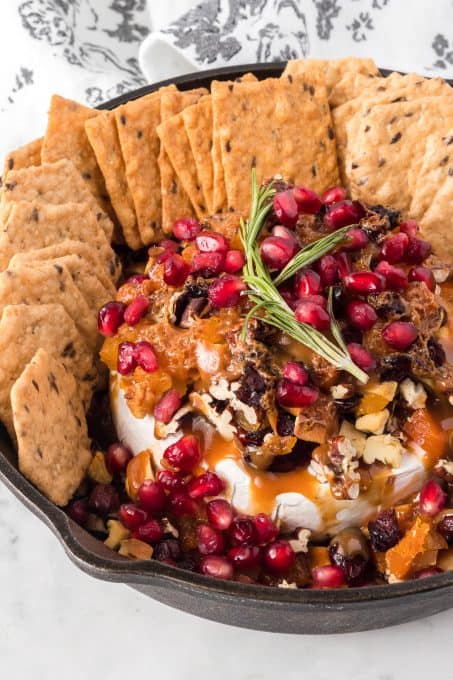 Brie with Butterscotch, dried fruit and nuts.