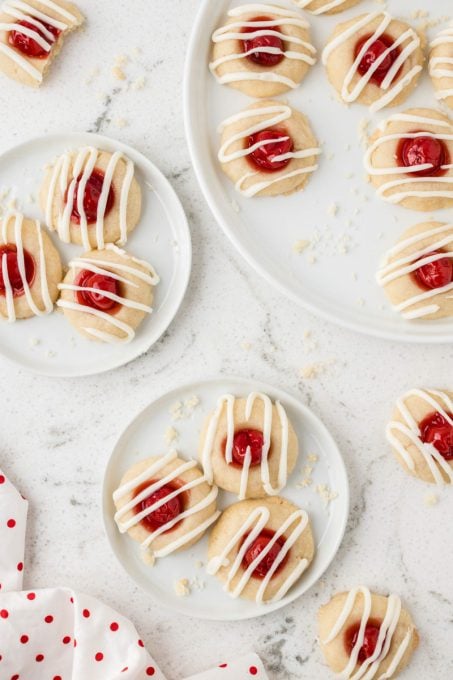 Vanilla cookies with cherry pie filling and glaze.