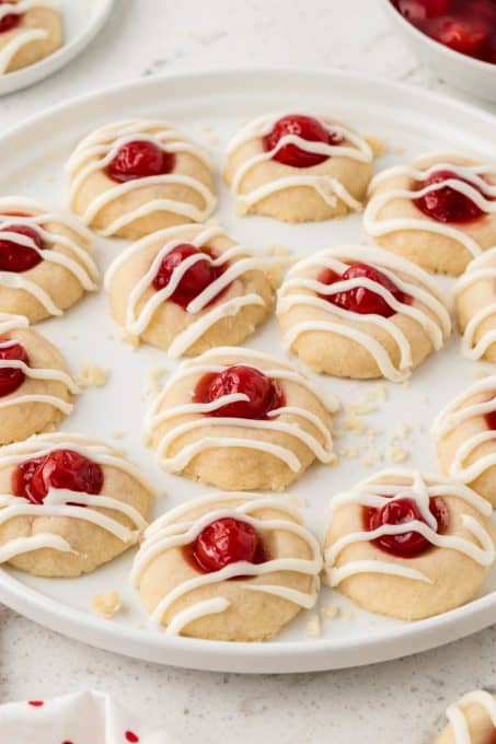 Thumbprint Cookies with cherry filling.