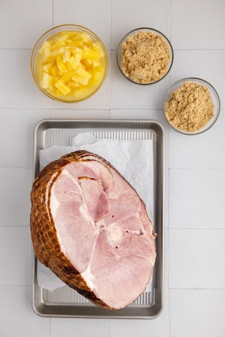 Ingredients for Easy Crockpot Ham.