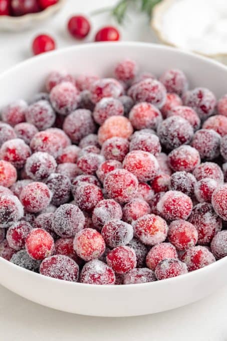 Cranberries coated in sugar.