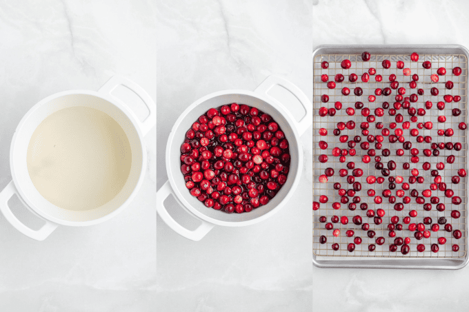 First set of process photos for Sugared Cranberries.