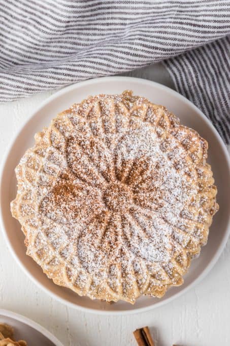 Pizzelle cookies made with the spices of chai.