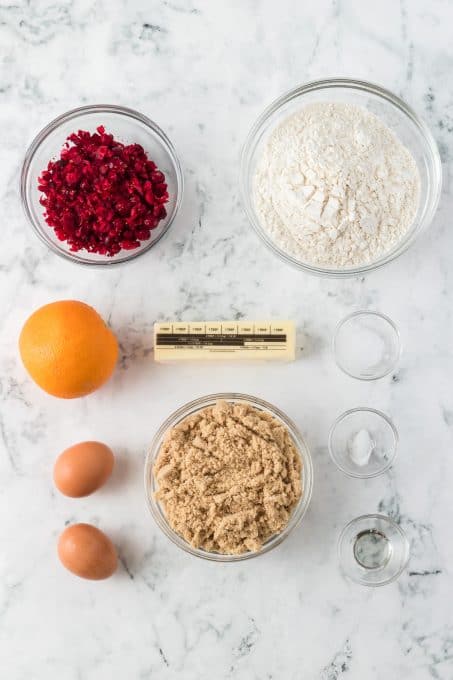 Cranberry Orange Blondies ingredients.