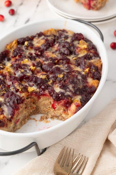 Bread Pudding with cranberries.