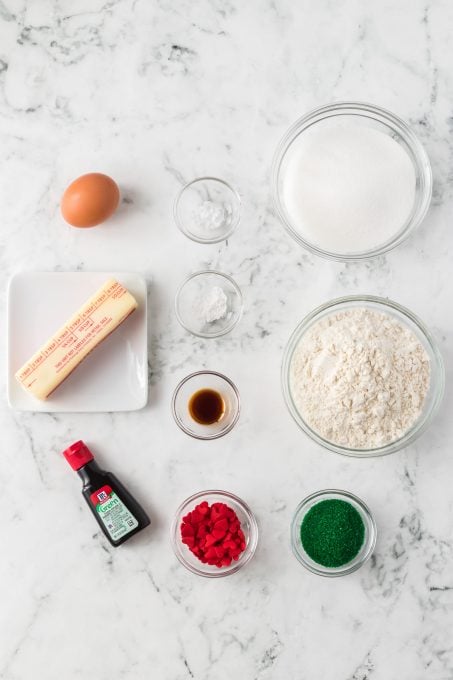 Ingredients for Grinch Cookies.