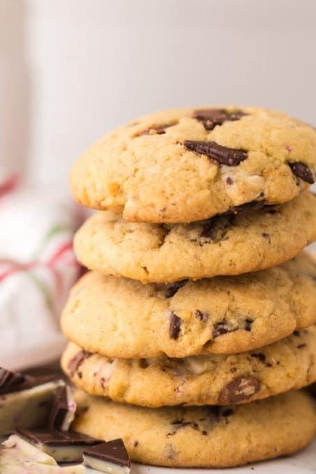 A stack of peppermint cookies.