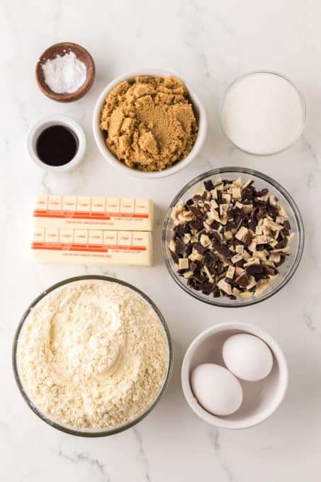 Ingredients for Peppermint Bark Cookies